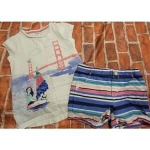 Gymboree Girls Shore To Love Summer Set Sz 7 SailBoat Bridge Sea